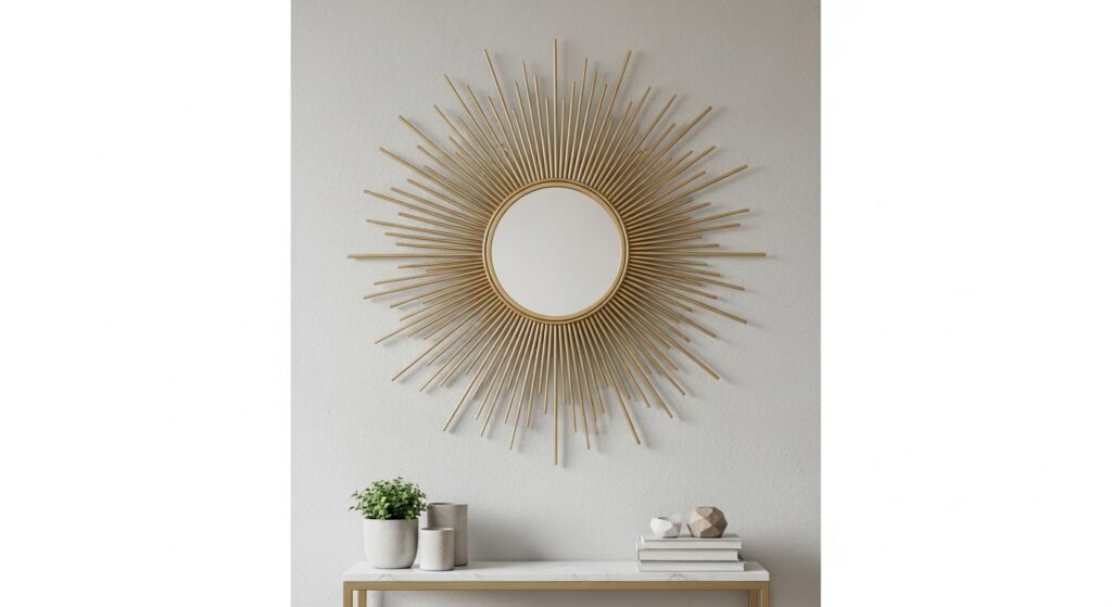 floating shelves with matching baskets as hidden storage in a small living room