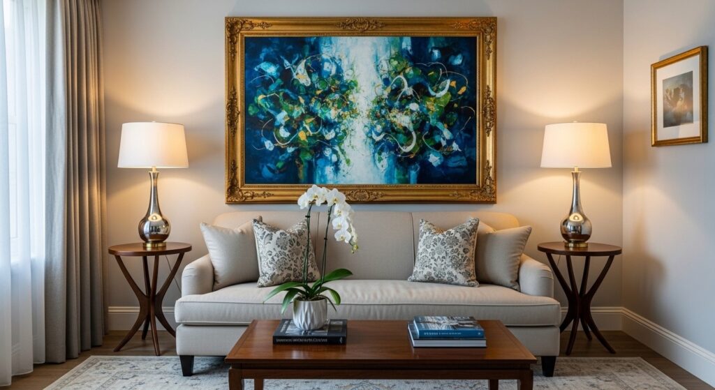 Apartment-sized sofa scaled correctly for a compact living room layout
