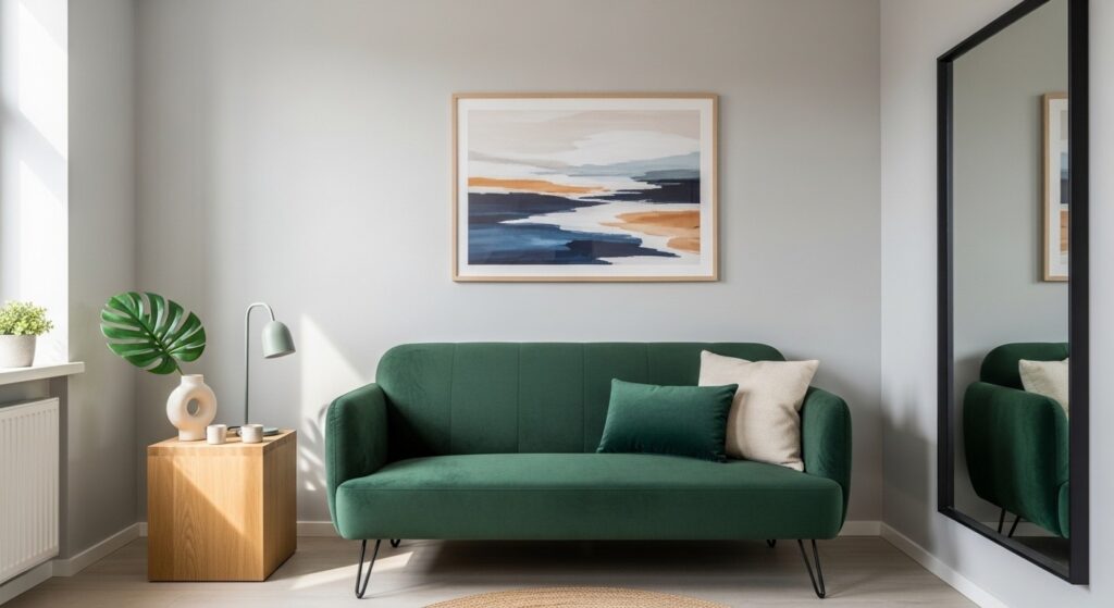 flexible contemporary living room with anchor sofa standout rug and evolving accessories