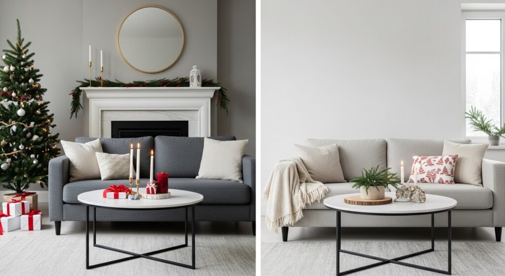 holiday versus everyday winter home decor layering strategy for a warm living room