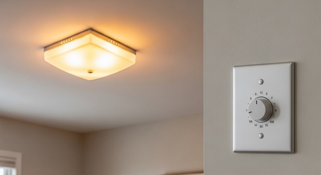 overhead living room lighting options including semi-flush mount and pendant with warm white bulb