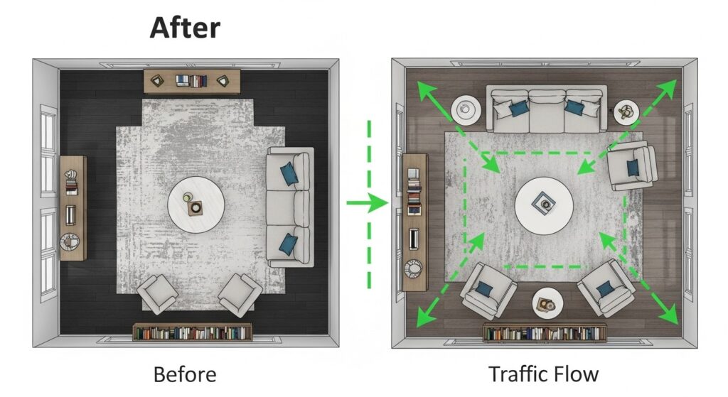 DIY gallery wall with free printable art in black frames above sofa for cheap living room refresh