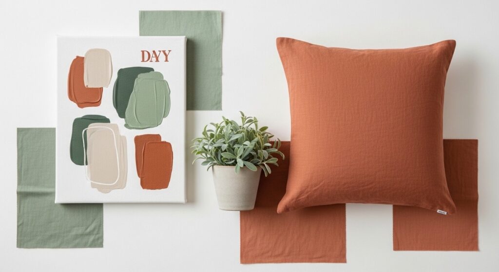 DIY home decor for beginners featuring handmade framed sketch, pressed flower prints, and personal travel objects