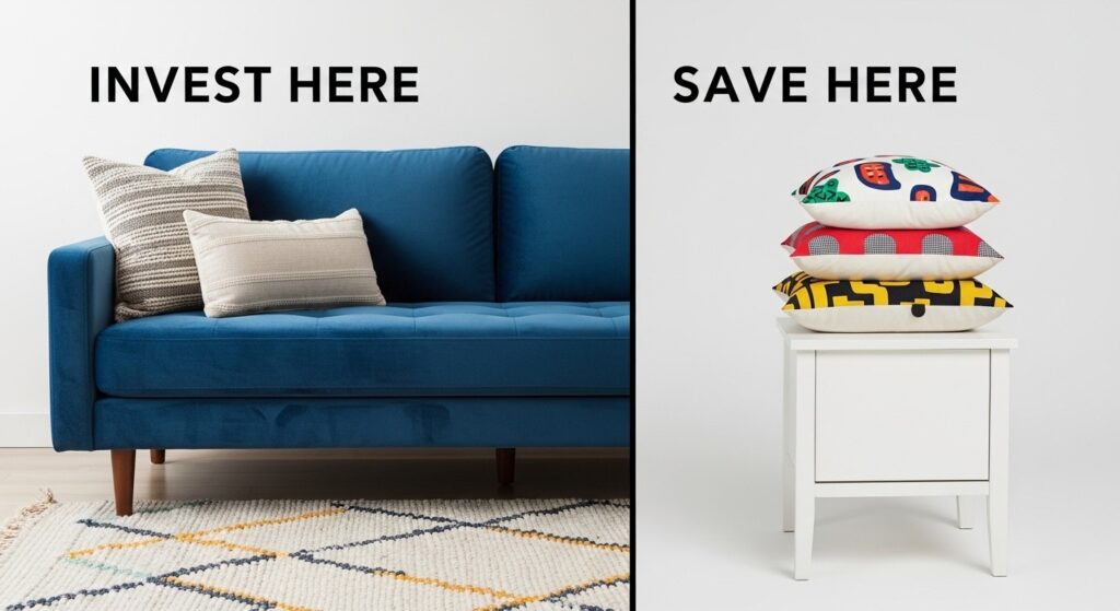 Invest in the sofa, save on pillows—budget-friendly IKEA living room decorating tip

