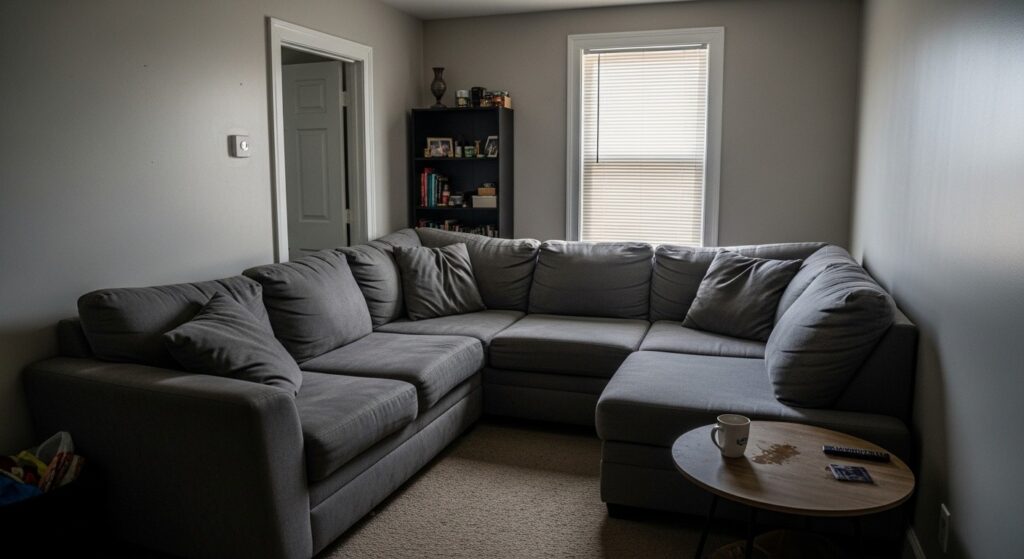 tall narrow bookcase and floating shelves for vertical storage in small spaces