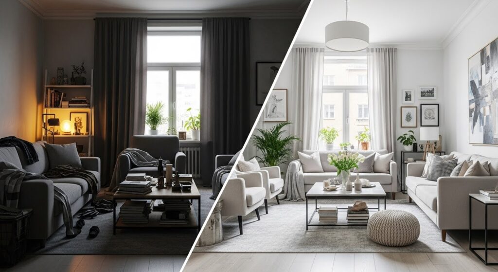 Coffee table alternatives small living room with open floor space and minimal furniture arrangement